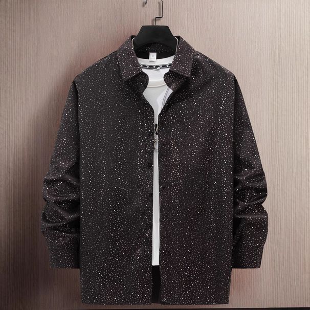 Men's Clothing Station Light Luxury Trend Spring And Autumn New Fashion Men's Clothing Hot Stamping Polka Dot Business Casual Shirt Long Sleeve Shirt_viptrois.com