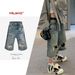 Men's Clothing Men's And Women's Spring And Summer New Ripped Shorts Men And Women's Same Style Hand Painted Graffiti Hole Seven Point Jeans_viptrois.com
