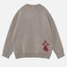 Unisex Gothic Skull Jacquard Sweater Punk Style Oversized Pullover For Men And Women_viptrois.com