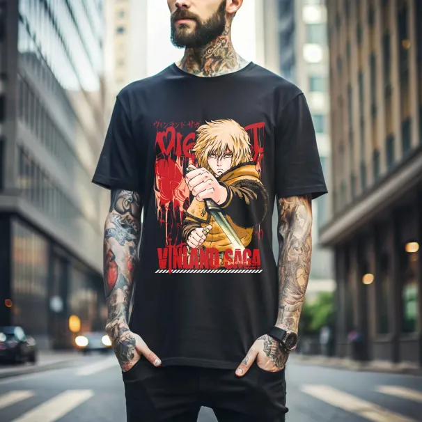 MENS WOMENS Vinland Saga Shirt, Thorfinn Shirt, Vinland, Askeladd, Manga Black Shirt 146_viptrois.com