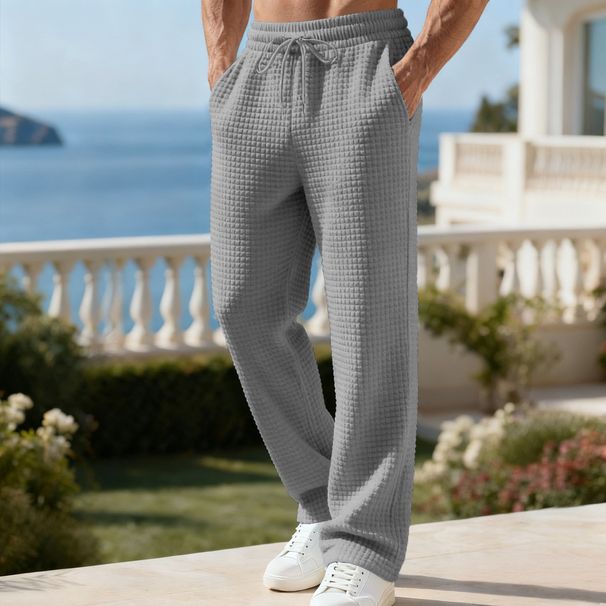 "Premium Heavyweight Jacquard Trousers For Men – Loose Straight-Leg Comfort Pants In Black/Gray/Navy/Army Green (S-XXXL)"_viptrois.com