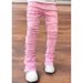 Men's Patchwork Layered Denim Pants – Relaxed Straight-Leg Jeans (Mid-Rise, Button Fly, Summer Casual)_viptrois.com