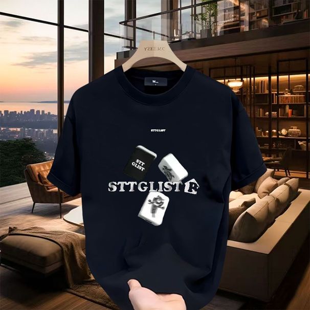 Summer 2025 New Trendy T-shirt Short Sleeved Men's 100% Pure Cotton Casual Versatile Loose Round Neck Top_viptrois.com