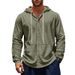 Men's Clothing Spring And Autumn Jacket European And American Loose Linen Casual Simple Beach American Long Sleeve Hooded Shirt Men_viptrois.com