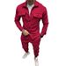 Men's Clothing Large Size Fashion Men's Suit Spring And Autumn Two Piece Suit Suede Casual Jacket Pants_viptrois.com