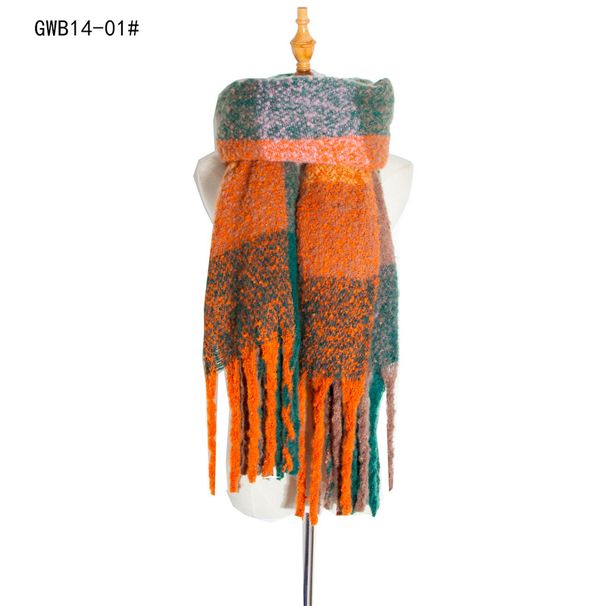 Unisex Circle thickened thick fringe large plaid scarf women's shawl_viptrois.com
