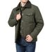 Men's Fleece-Lined Winter Jacket With Sherpa Collar - Windproof Cotton Blend Coat For Outdoor & Casual Wear (Khaki, Army Green, Navy Blue)_viptrois.com