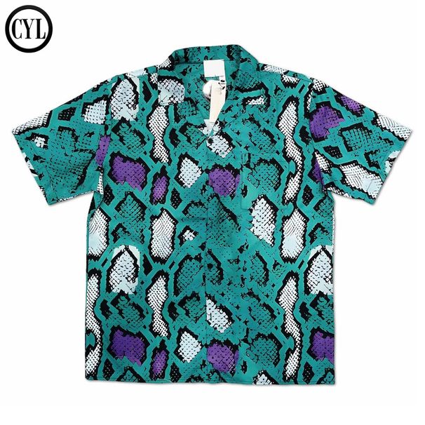 Men's Clothing Light Luxury Python Pattern Cuban Collar Shirt Men's Short Sleeves Spring And Summer High End Shirt Niche Fashion Brand Wear_viptrois.com