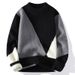 Men's Clothing Knitted Sweater Winter Warm Semi-Turtleneck Pullover With Jacquard Pattern, Soft Modal Blend Fabric, Slim Fit Long Sleeve Casual Top_viptrois.com