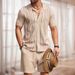 Men's Clothing Cool Silk Jacquard Two Piece Knitted Sweater Casual Polo Shirt Suit_viptrois.com