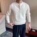 New Long Sleeved Knitted Sweater For Men With Henry Collar, Light And Mature Business Fit_viptrois.com
