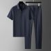 Men's Clothing Summer Ultra Thin Silky Ice Silk Light Luxury Seamless Glued Short Sleeved Shirt Suit Business Casual Sports Two Piece Suit For Men_viptrois.com