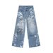 Men's Clothing 2025 New Arrivals American Trendy Street Graffiti Fun Straight Leg Floor Length Wide Leg Pants Jeans_viptrois.com