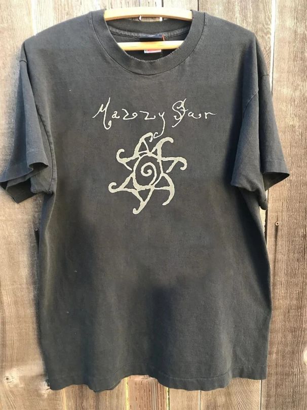 Mazzy Star Logo 90s Charcoal Short Sleeve Unisex 100% Cotton T-shirt Mens Tees Top Vtg Basic Gift S-4XL_viptrois.com