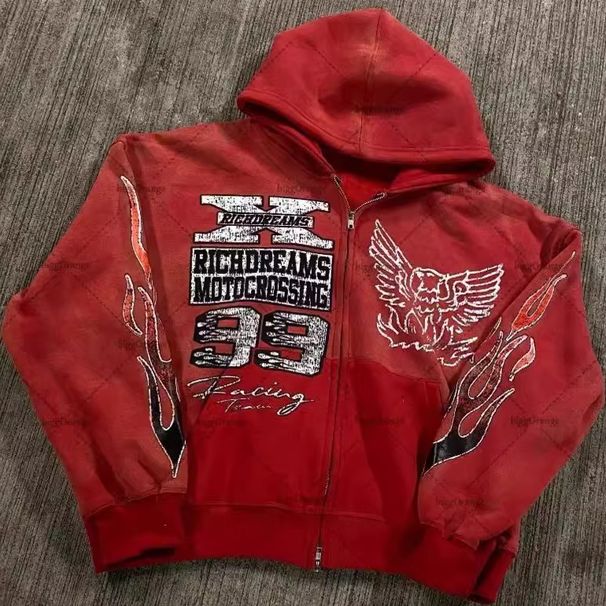 Men's Clothing Street Hip Hop Star Girl Print Black Zipper Hoodie Jacket Sweatshirt_viptrois.com