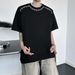 Men's Oversized Short Sleeve, Drop Shoulder Design, Thick Cotton Blend, Streetwear Style, Plain Color, Casual Daily Wear_viptrois.com