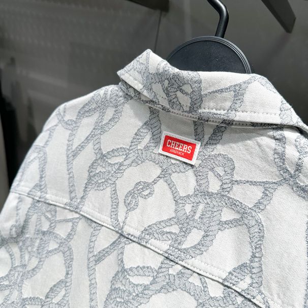 Men's Clothing Spring New Jacquard Denim Jacket Fashion Embroidery Men's Loose Jacket Lapel Coat_viptrois.com