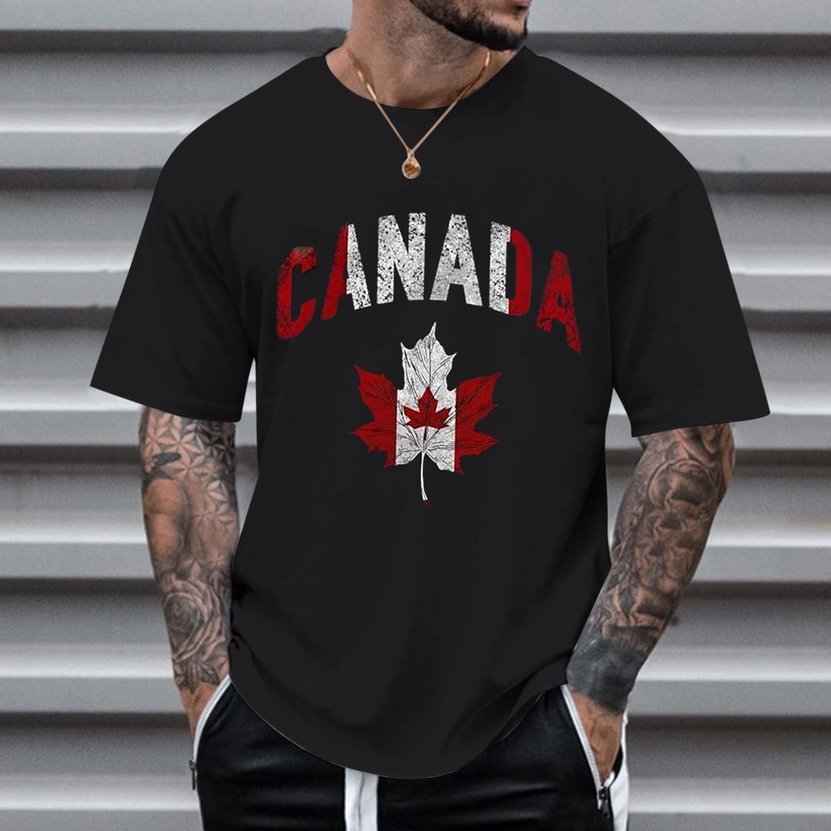 Men's Clothing Men'S Western T Shirt Spring/Summer Canadian Pattern Printed_viptrois.com