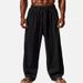 Men's Clothing Cotton And Linen Solid Color Drawstring Elastic Waist Daily Casual Breathable Straight Trousers_viptrois.com