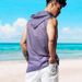 Men's Clothing Fashion Vest With Hood Semi Transparent Sports Sleeveless Loose Beach Tops_viptrois.com