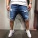 Monochrome Man- And American Style Denim Five-Point Pant With Hole Slim Fit Cro-Border Excluive For European Market New Men'_viptrois.com