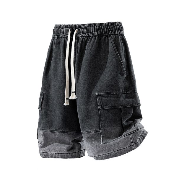 2026Summer New Men's With Fully Elastic Waistband, Workwear Style, Fashionable And Versatile Casual Denim Shorts For Men_viptrois.com