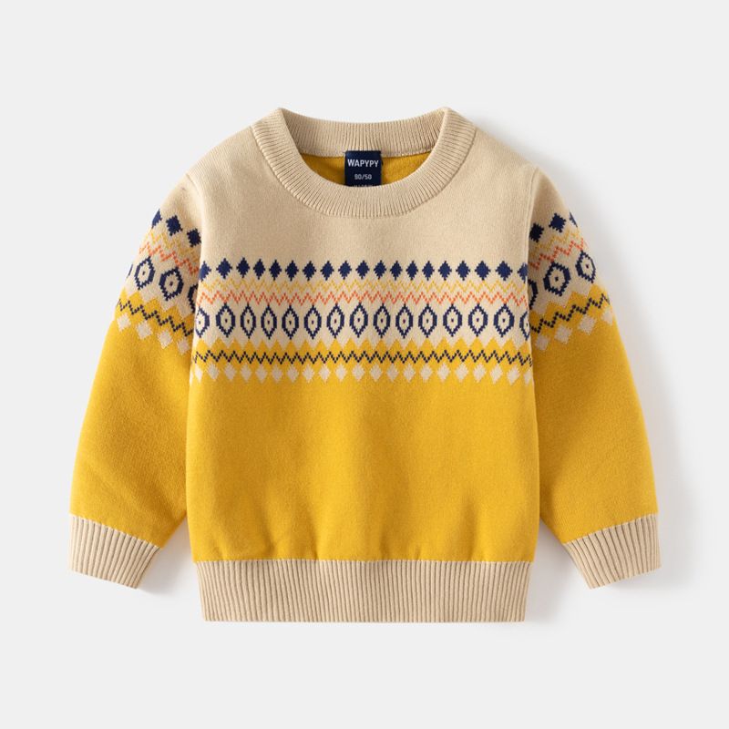 kids'clothing Children's sweater Boy's patterned sweater baby base shirt_viptrois.com