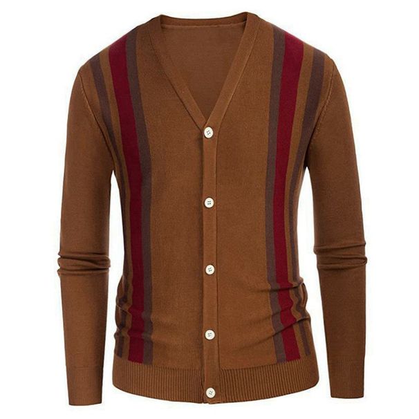 Men's Slim Fit V-Neck Knit Sweater Lightweight Long Sleeve Pullover For Spring Casual Wear_viptrois.com