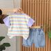 Male Baby 2025 New Cute Casual Stripe Thin Summer For Infants And Children Cool Handsome Dog Short Sleeve Set_viptrois.com