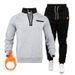 Men's Quarter-Zip Fleece Tracksuit Set – Slim Fit Pullover Hoodie & Joggers (Burgundy/Black/Charcoal/Navy/Light Grey)_viptrois.com