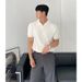 Men's Clothing Summer Men's Knitted Short Sleeved Polo Shirt Slim Pure Color Ice Silk Lapel T Shirt_viptrois.com