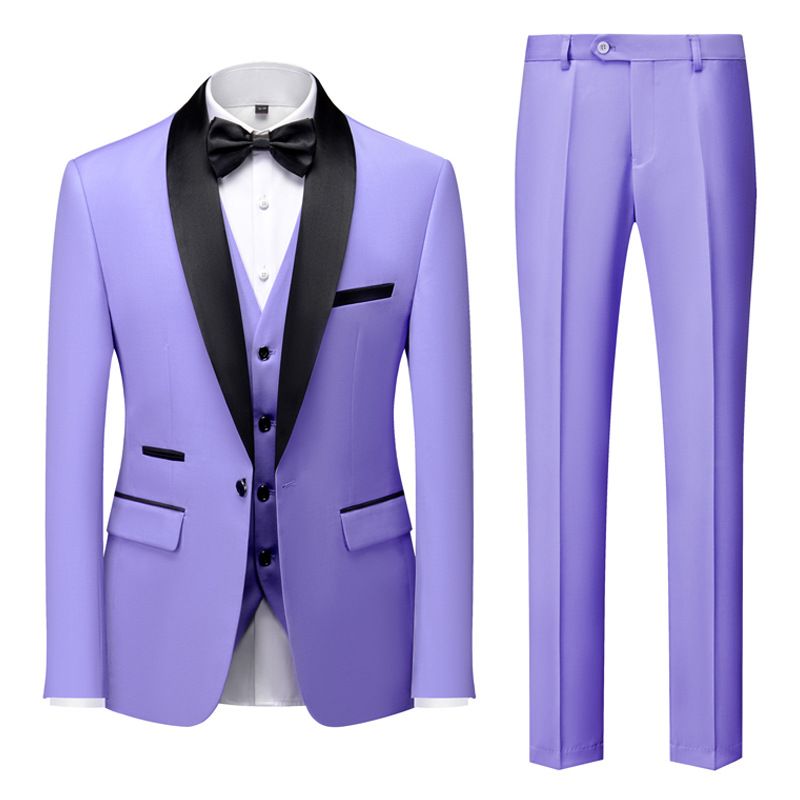 Men's new foreign trade green fruit collar men's dress groom's best man's suit suit male emcee performance business casual men's wear_viptrois.com