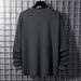 Monochrome Man- New Spring Autumn Winter Men's Solid Color Round Neck T-Shirt Outer Wear Long Sleeve Plaid Breathable_viptrois.com