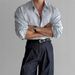 Striped Long Sleeved Shirt Men's Spring And Summer Light Mature Style Casual Non Iron Blue Light Sun Protection Shirt_viptrois.com