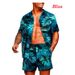 Men's Clothing Loose Hawaiian Style Youth Floral Print Casual Shirt Set_viptrois.com