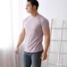 Men's Clothing New Sports Slim Fit Short Sleeve Elastic Loose Fitness Quick Dry Muscle Solid Color T Shirt_viptrois.com