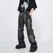Men's Clothing High Street Washed Zipper Retro Jeans Spring And Summer Design Flared Paint Tie Dye Pants_viptrois.com