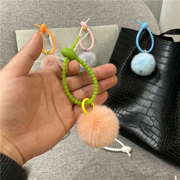 Bag Charm New Creative Cute Plush Bag Pendant Candy Color Girl Keychain Car Keychain Mobile Phone Case Accessories_viptrois.com
