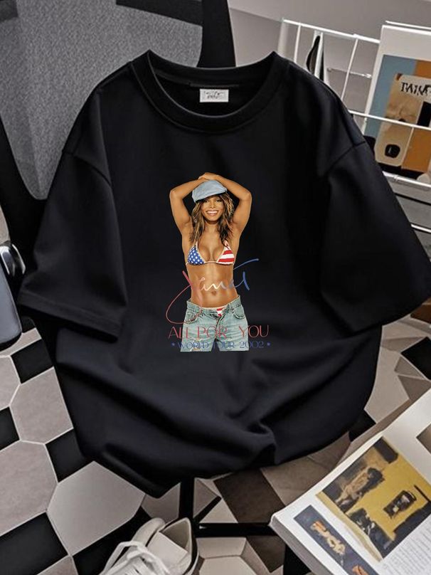 Janet Jackson All For You World Tour 2002 T-shirt Graphic All Sizes TT5903 Stylish Top For Everyday Wear Designer Clothes Versatile Homme_viptrois.com