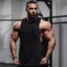 Men's Clothing Fitness Vest Solid Color Sports Bodybuilding Side Slit Loose Waistcoat T Shirt Cotton_viptrois.com
