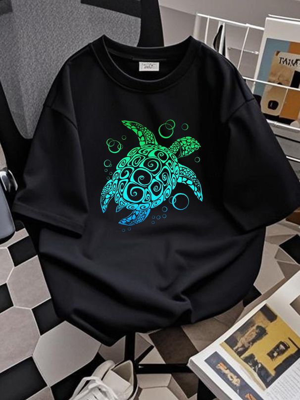 Sea Turtle Hawaiian Honu Active T-Shirt Top For Everyday Wear Summer Stretched Unisex Designer Clothes Casual Breathable Streetwear Fashion_viptrois.com