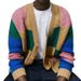 Men's Knit Cardigan Sweater - V-Neck Long Sleeve Open Front Casual Pullover For Men, Trendy Jacquard Pattern, Lightweight Polyester,_viptrois.com