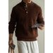 Old Money Style Wool Blend Raglan Henley Neck Long Sleeve T-Shirt For Men 2025 Autumn Winter Draped Skin-Friendly Casual_viptrois.com