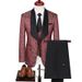 2024 Spring Large Men's Jacquard Wedding Groom Suit Set Host Performance Dress_viptrois.com