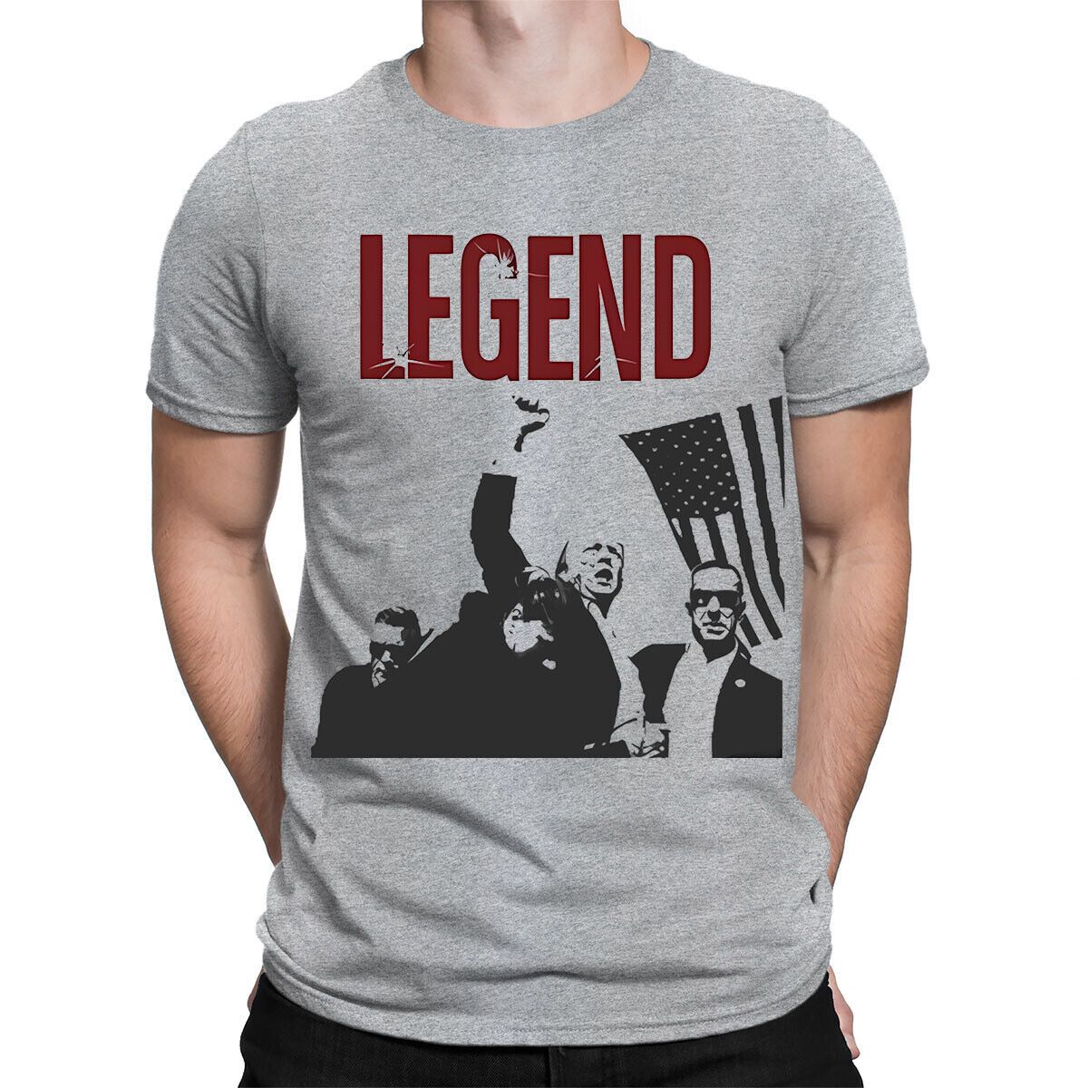Trump Shot 100% Cotton T-shirt Mens Tees Top Top Donald 2024 Never Surrender 100% Cotton T-shirt Mens Tees Top Mugshot 1#TA-187_viptrois.com