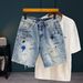 Heavy Duty Straight Leg Denim Shorts For Men Style High Street Fashion Retro Loose Casual Versatile Trendy Brand_viptrois.com