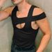 Man's clothing Hollow sleeveless base shirt sexy men's personality bare shoulder heart_viptrois.com