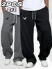 Men's Clothing Trousers Loose Straight Leg Versatile Sweatpants Streetwear Casual Pants Loose Fit Straight Leg Joggers With Print For Spring & Fall_viptrois.com