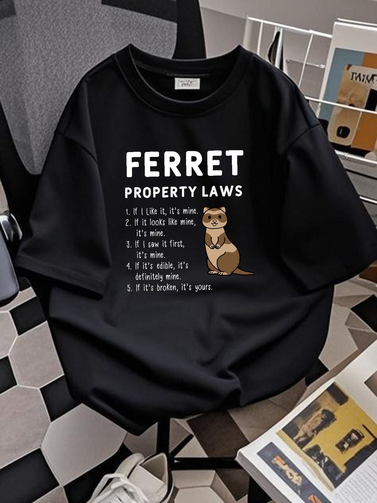 Ferret Property Laws Five Statements By Ferrets T-Shirt Unisex T-shirt Breathable Homme Stretched Soft Stylish Fashion Casual Summer Comfortable_viptrois.com
