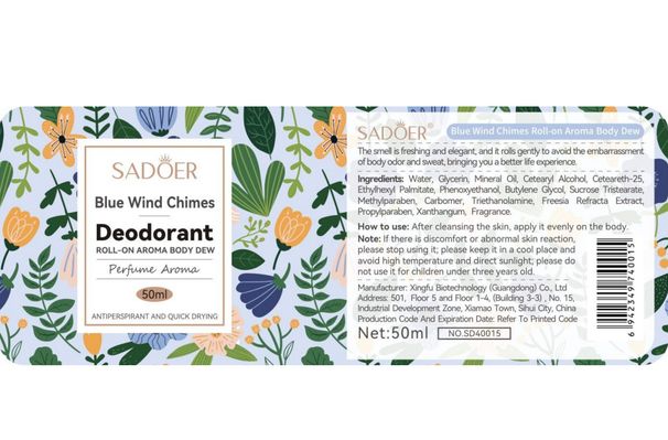 Full English Antiperspirant SADOER Orchid Wind Chime Roll-On Deodorant Portable Long-Lasting Fragrance_viptrois.com